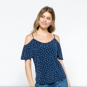 KAILEIGH  Valette Back Detail Cold Shoulder Knit Top